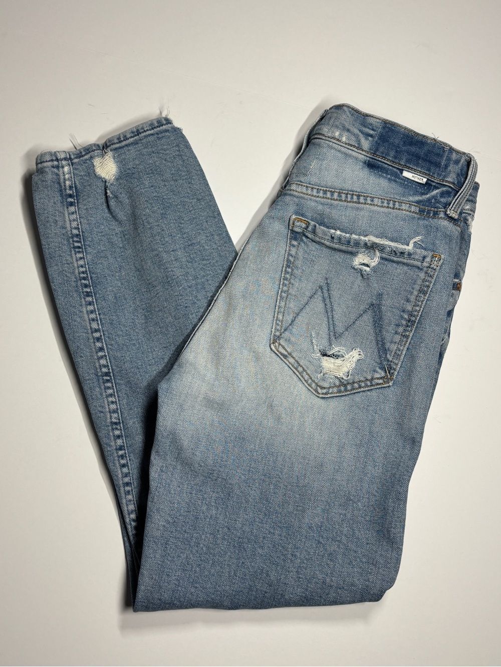 Sz 27 MOTHER The Tomcat The Confession Jeans Distressed Button Fly Light Wash